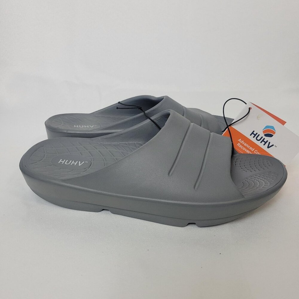 HUHV Slide Recovery Sandals Slides Women 10 Men 8 Slate Grey Running Workout NEW